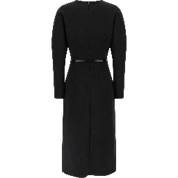 Black Polyester Midi Dress