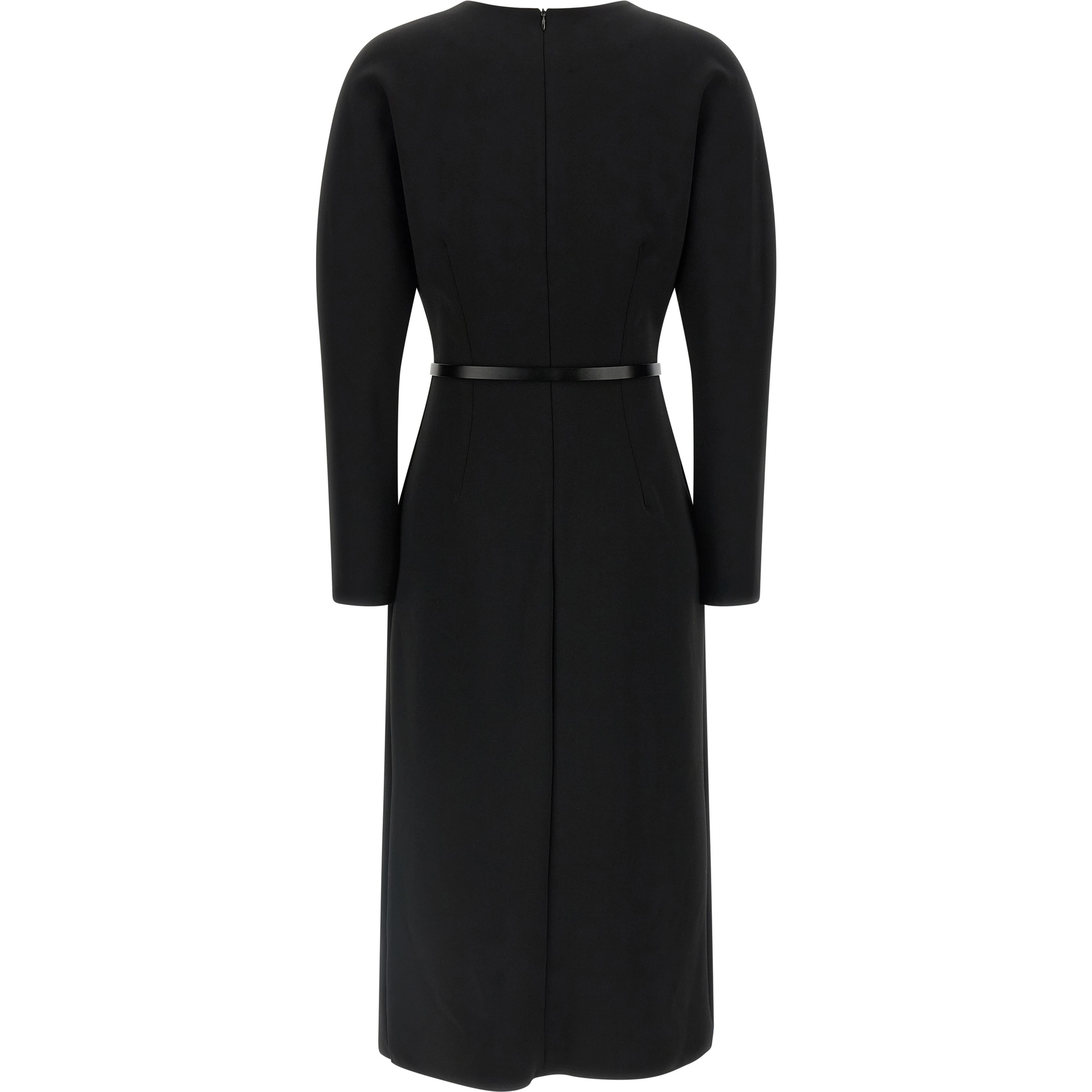 Black Polyester Midi Dress