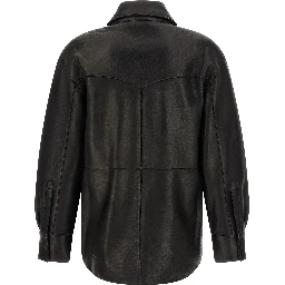 Black Lamb Leather Blouse