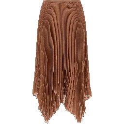 Brown Silk Midi Skirt