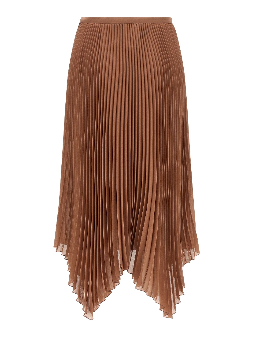Brown Silk Midi Skirt