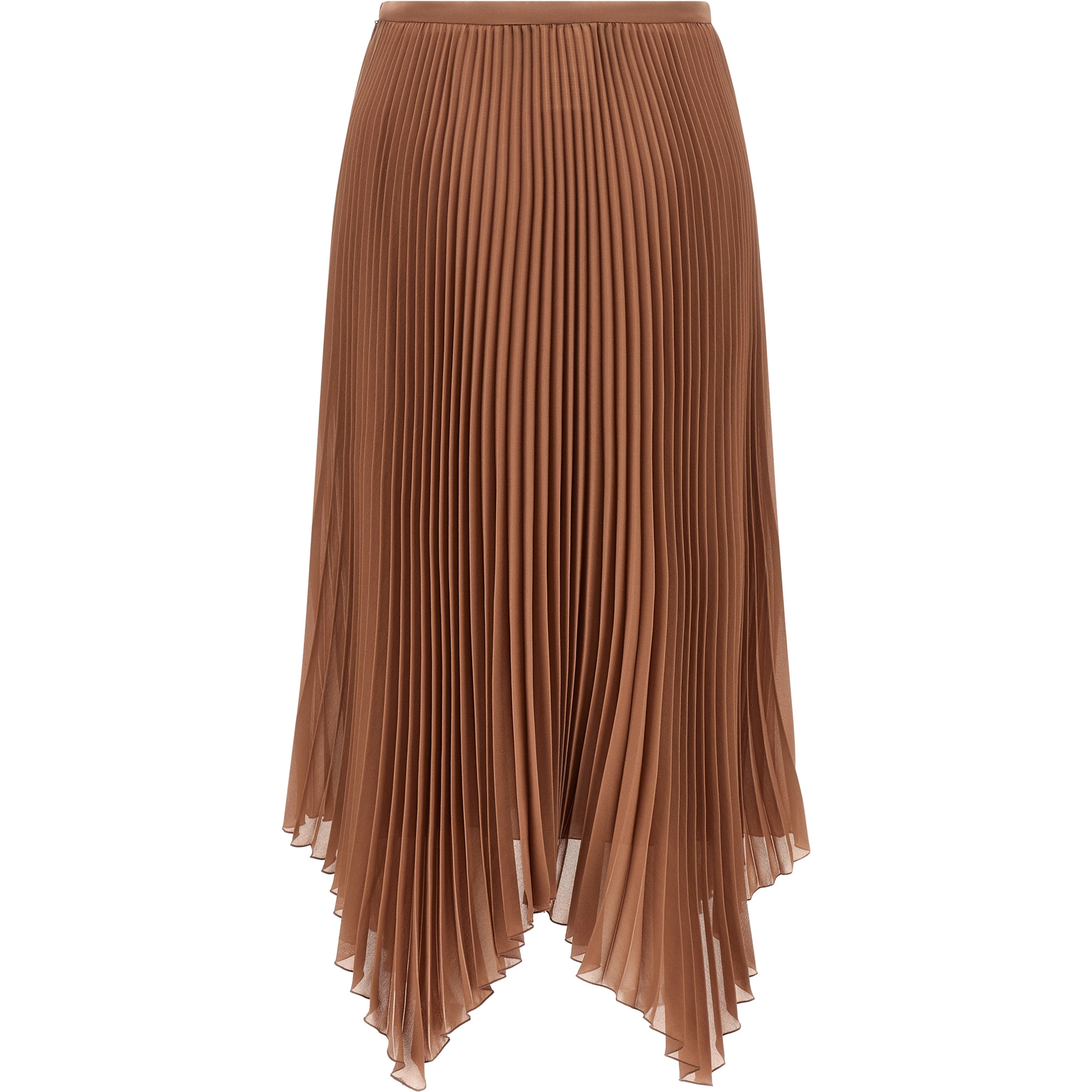 Brown Silk Midi Skirt