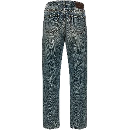 Blue Cotton Straight-Leg Jeans