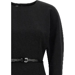 Black Polyester Midi Dress