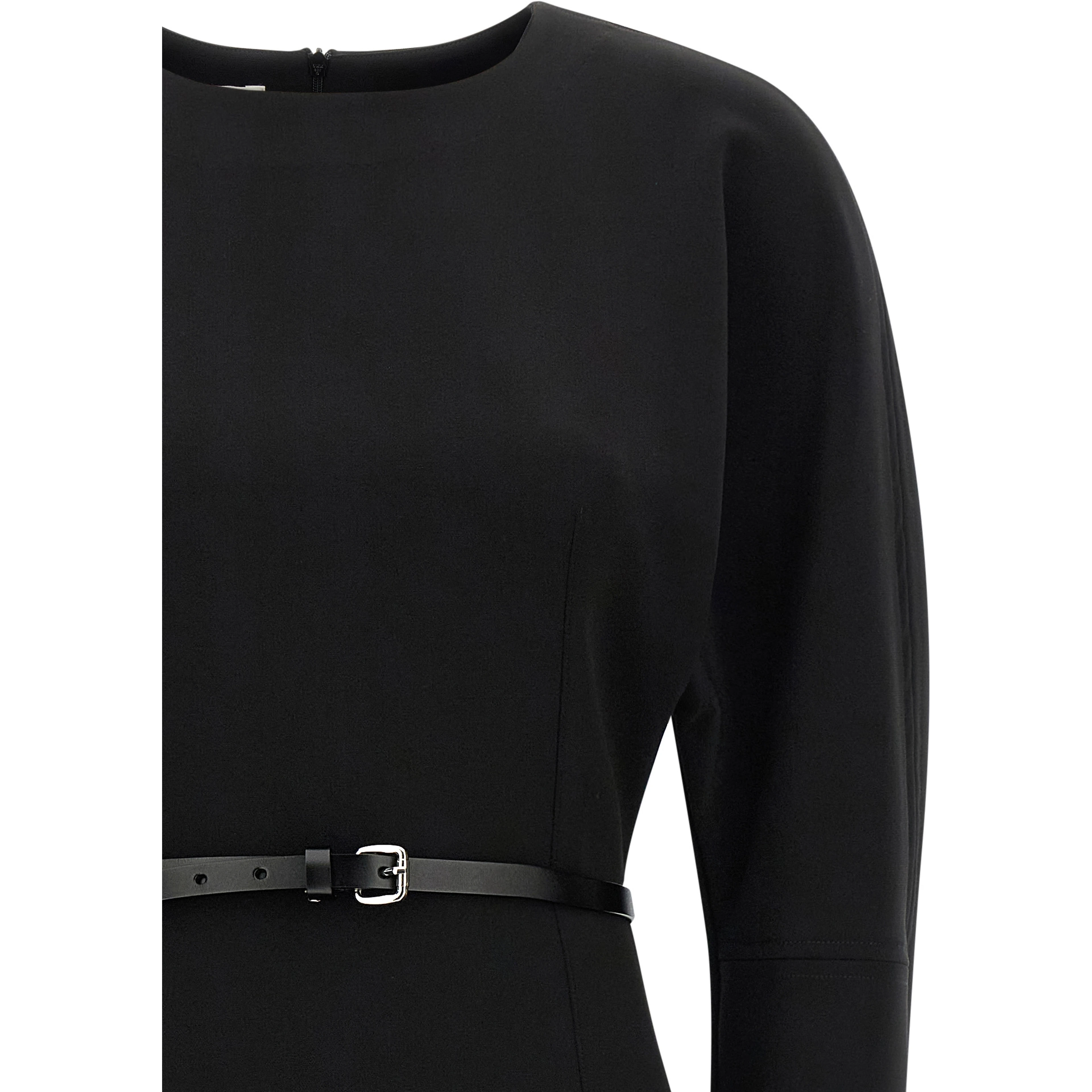 Black Polyester Midi Dress