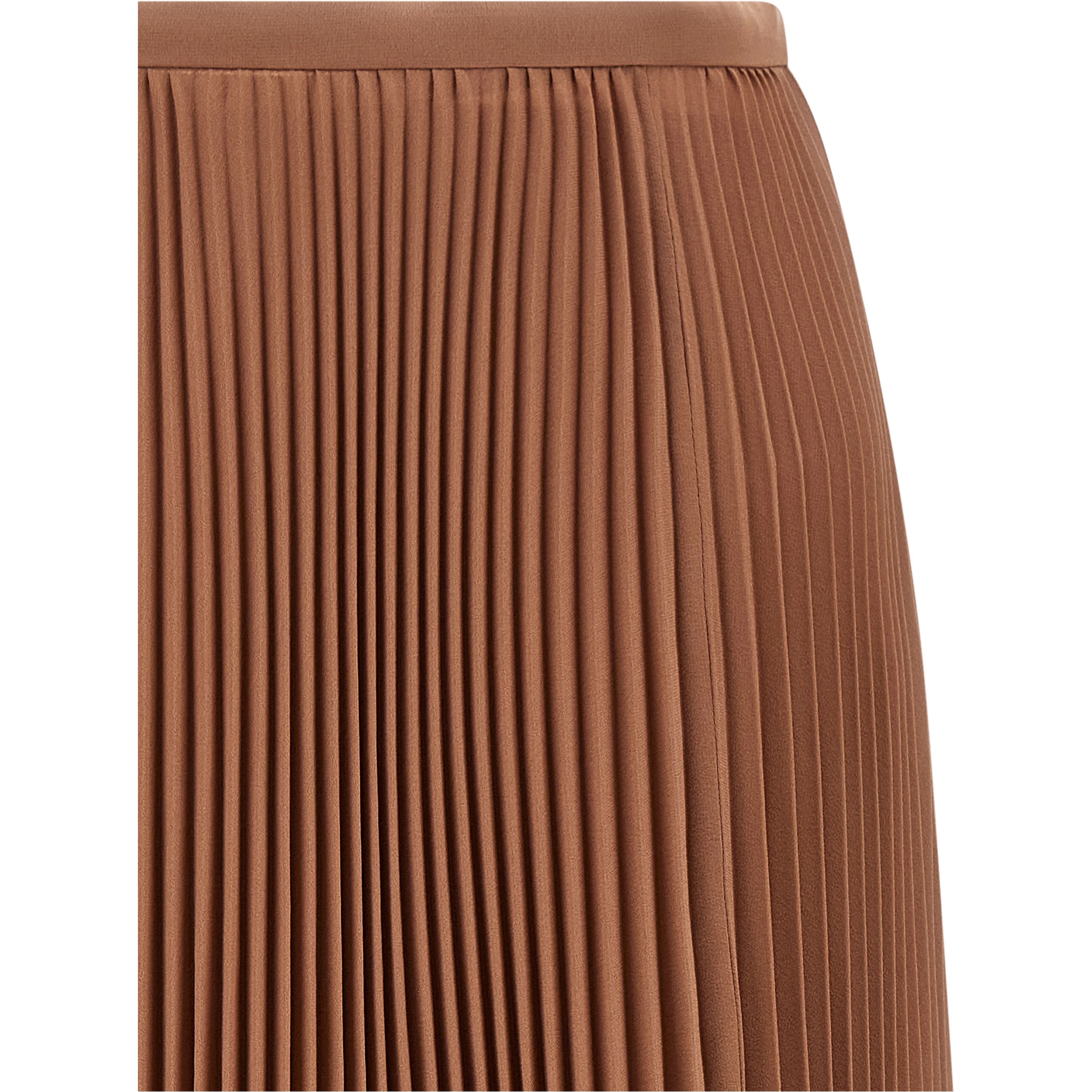 Brown Silk Midi Skirt