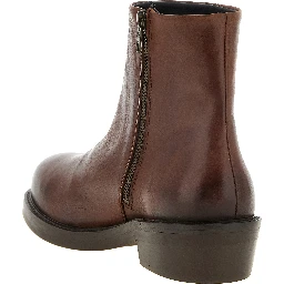 Brown Calfskin Ankle Boots