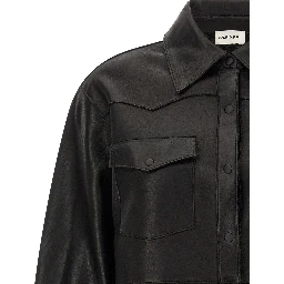 Black Lamb Leather Blouse