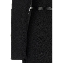 Black Polyester Midi Dress
