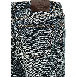 Blue Cotton Straight-Leg Jeans