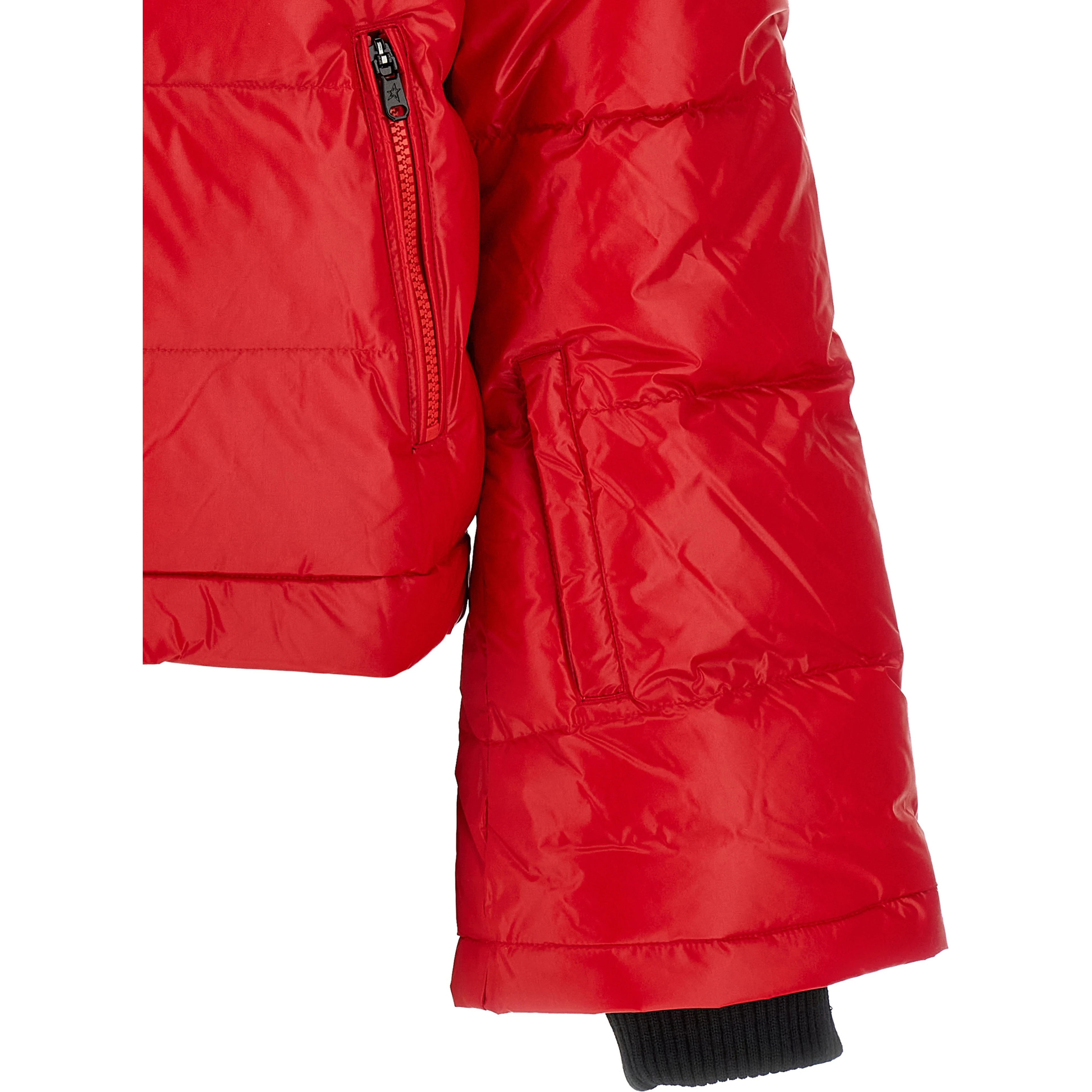 Red Nylon Full-Length Jacket