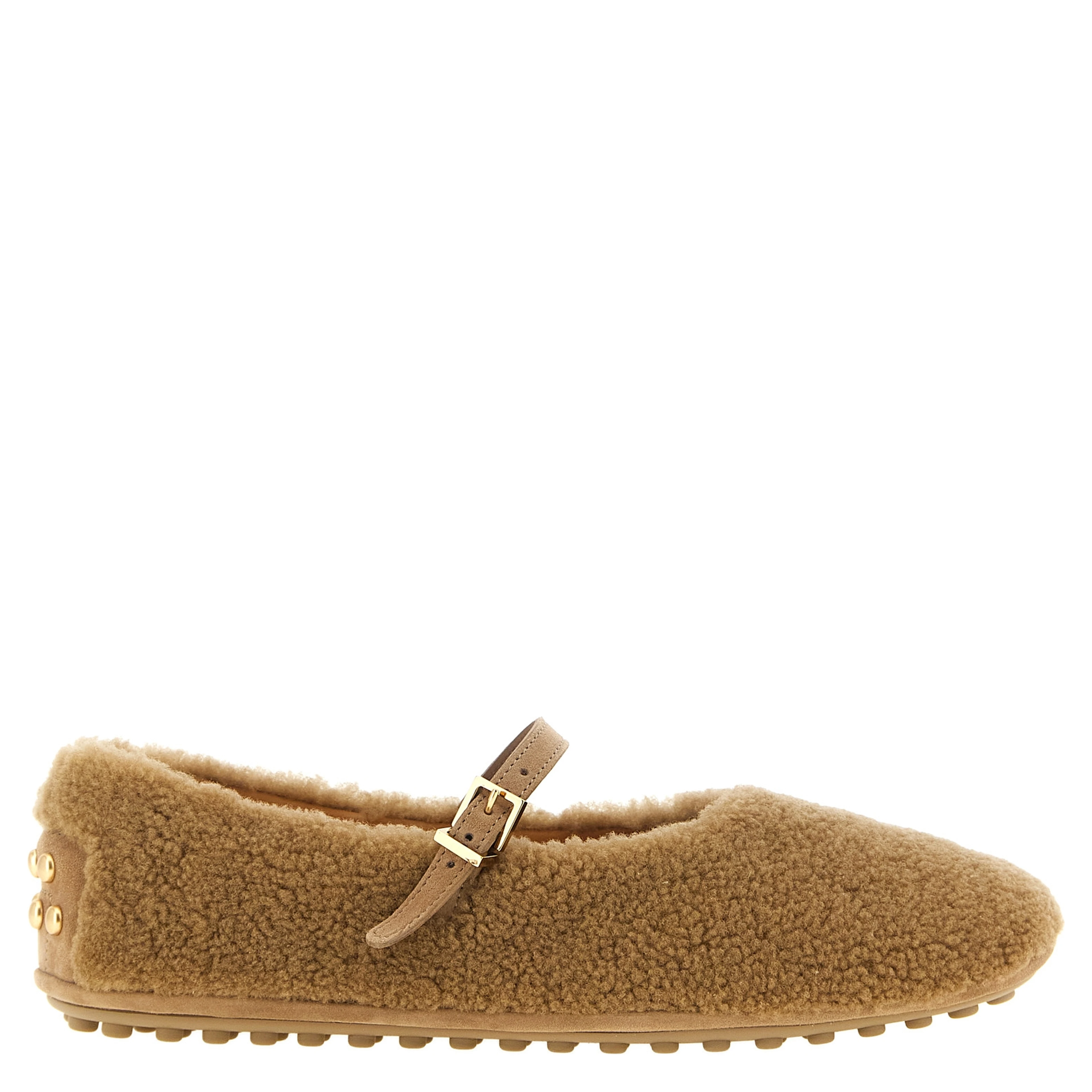 Beige Lamb Leather Ballet Flats
