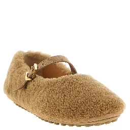 Beige Lamb Leather Ballet Flats