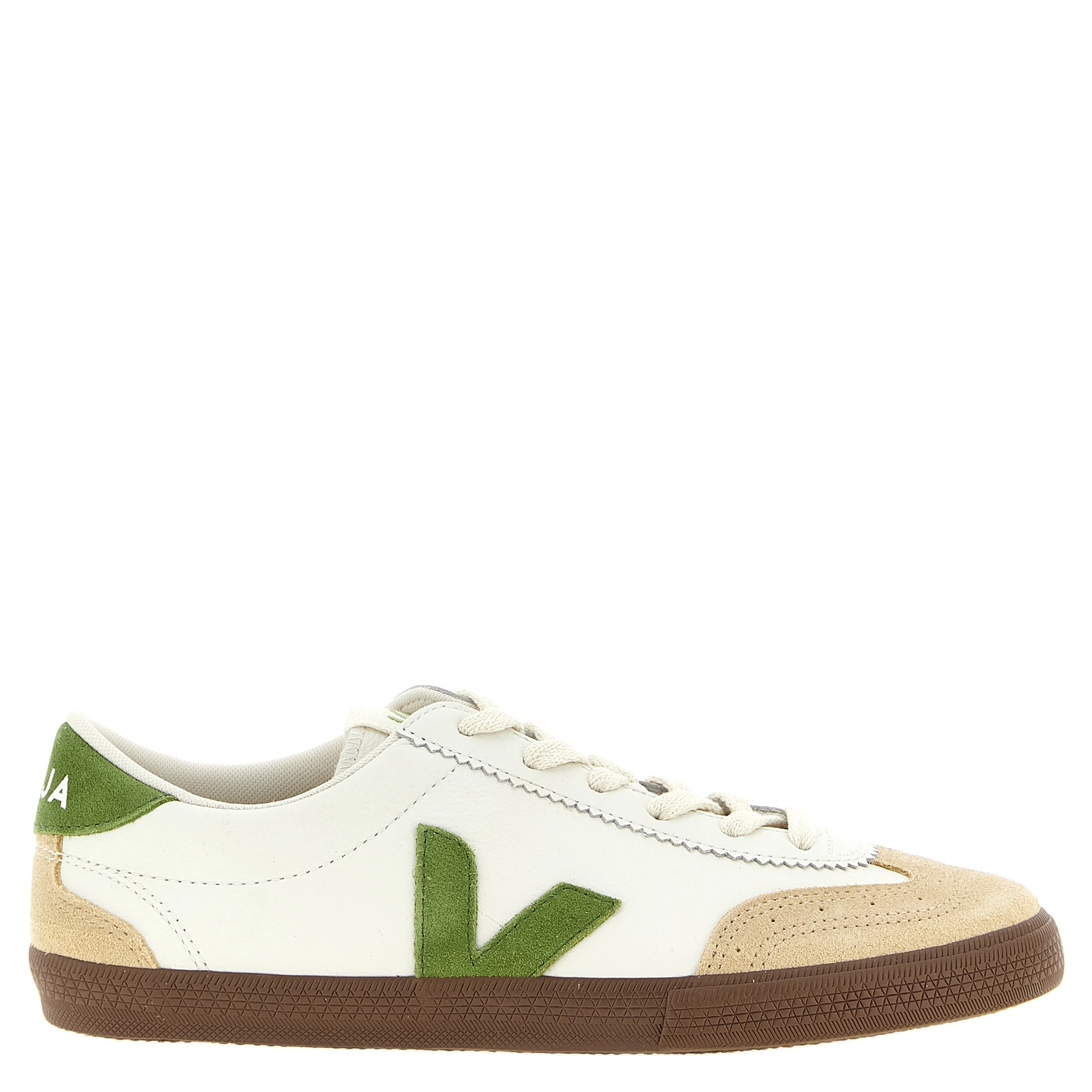 Beige Genuine Leather Athletic Sneakers