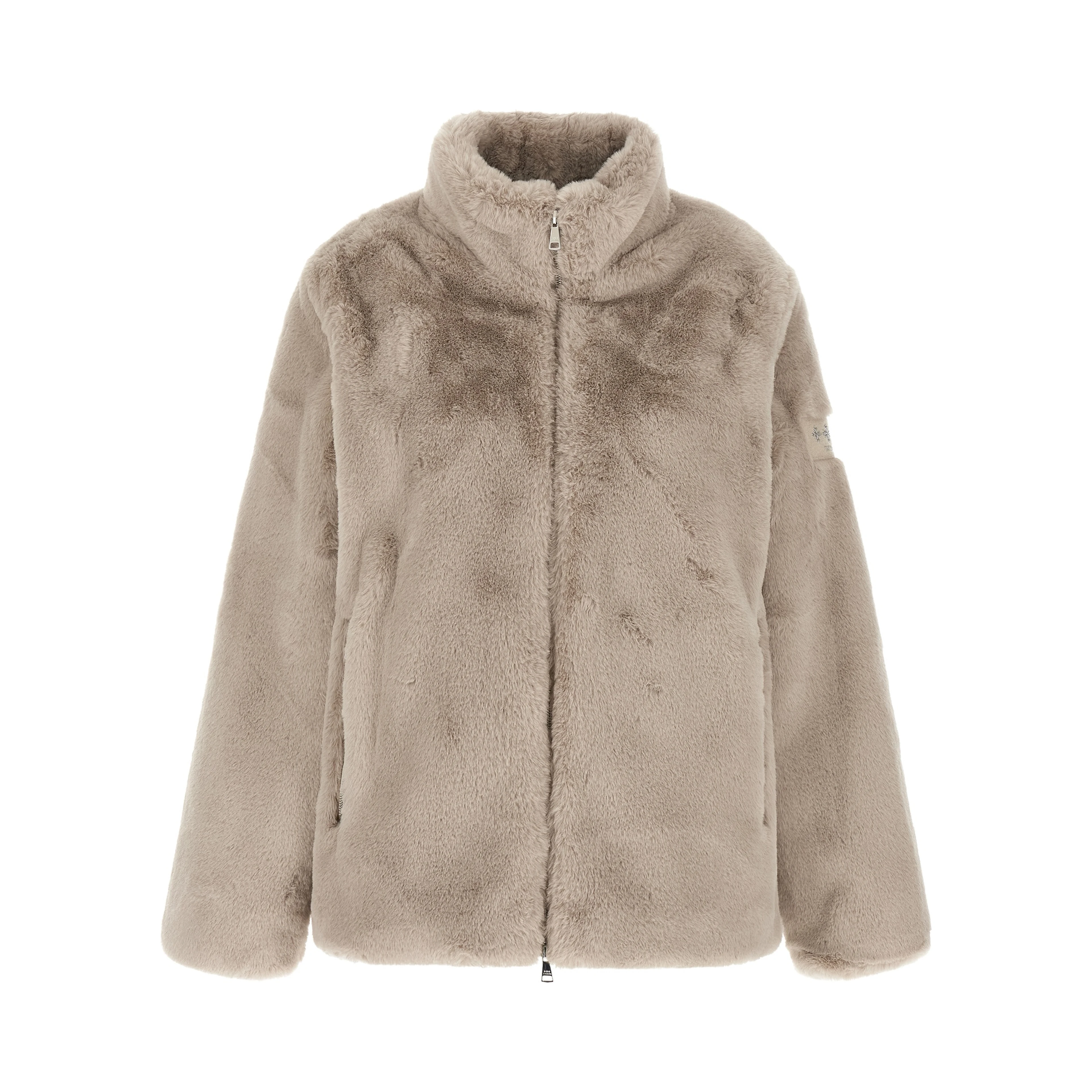 Beige Polyester Full-Length Jacket