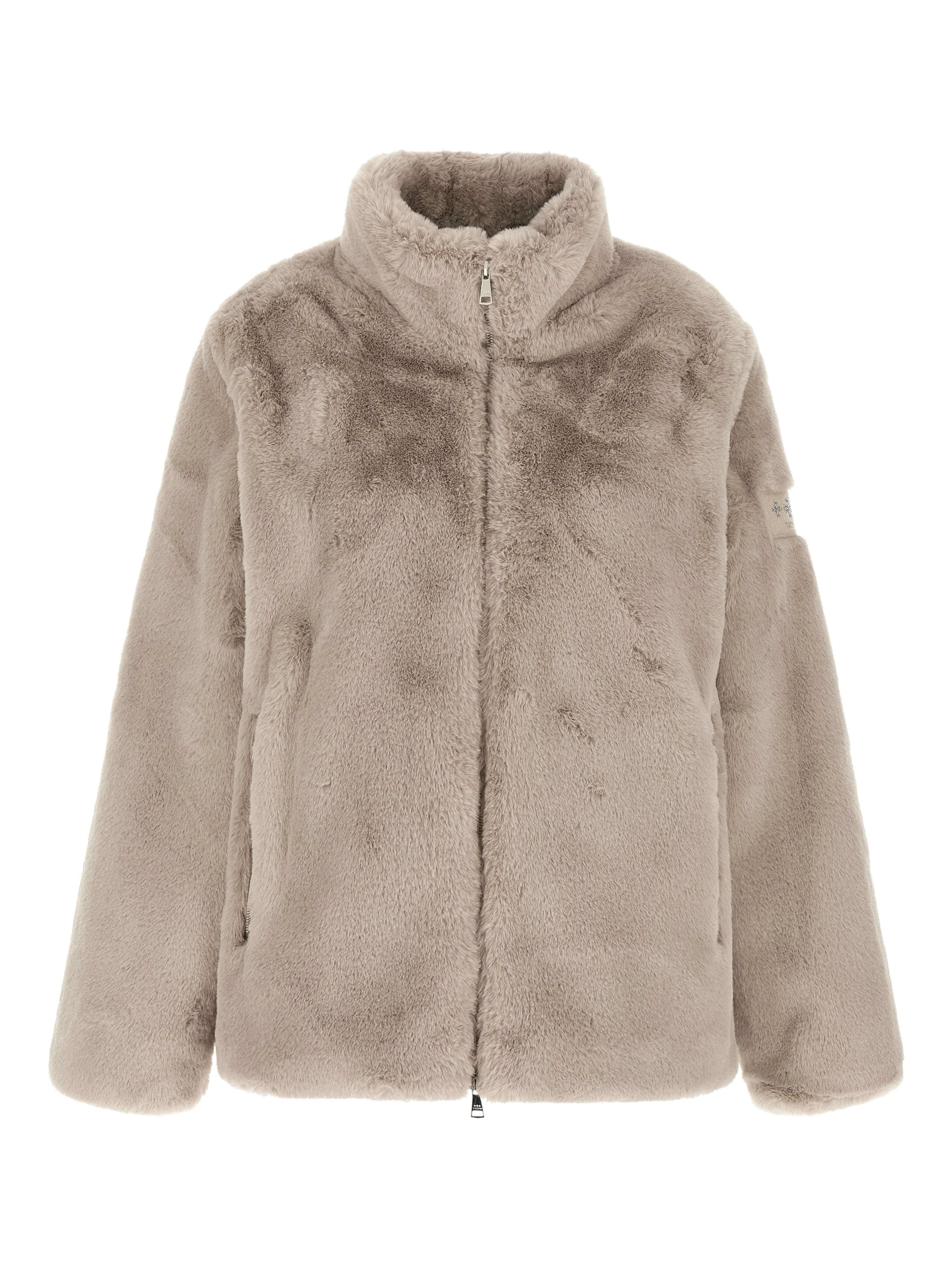 Beige Polyester Full-Length Jacket