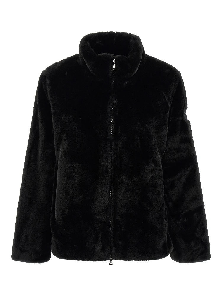 Black Polyester Full-Length Jacket