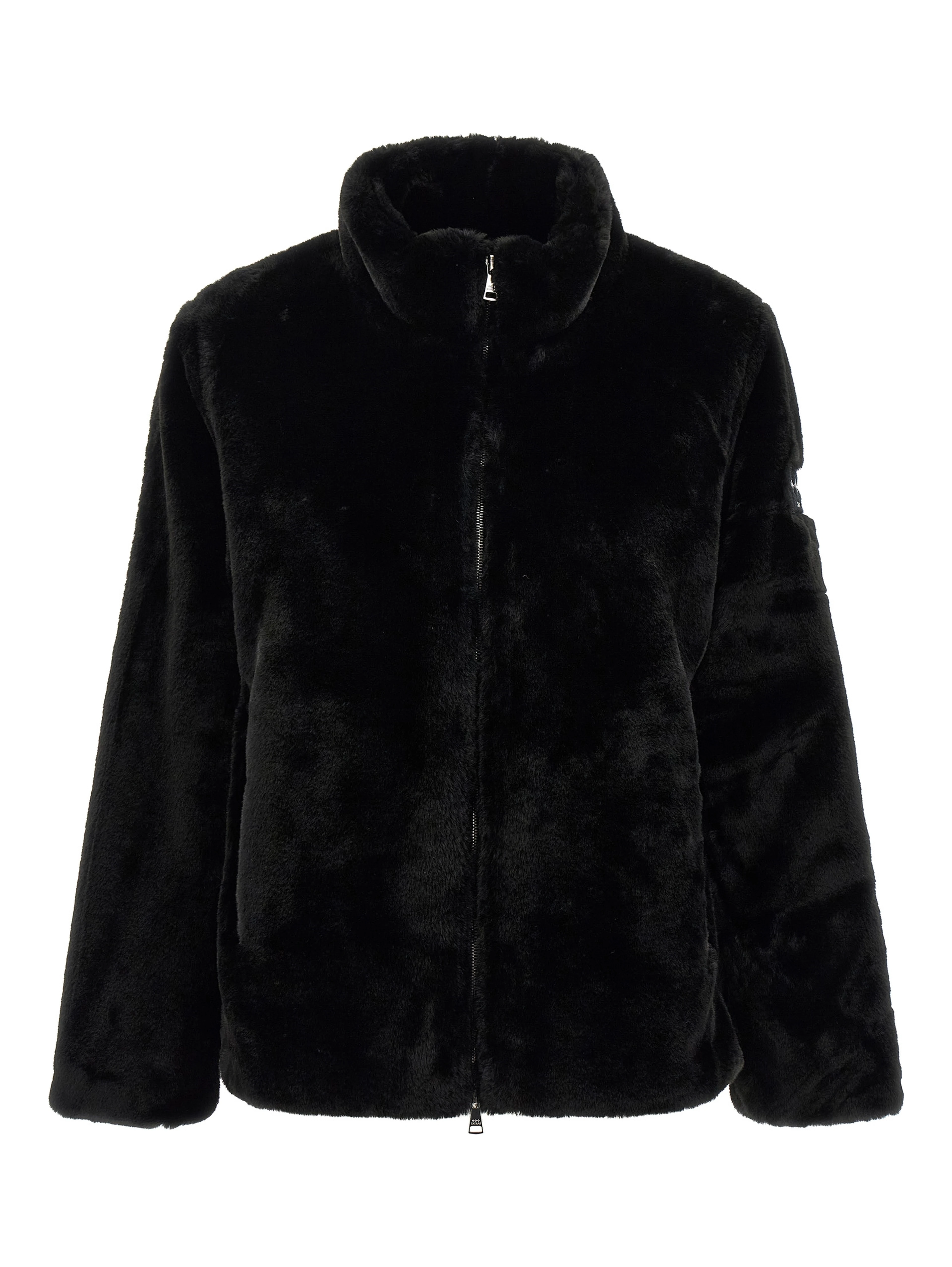 Black Polyester Full-Length Jacket
