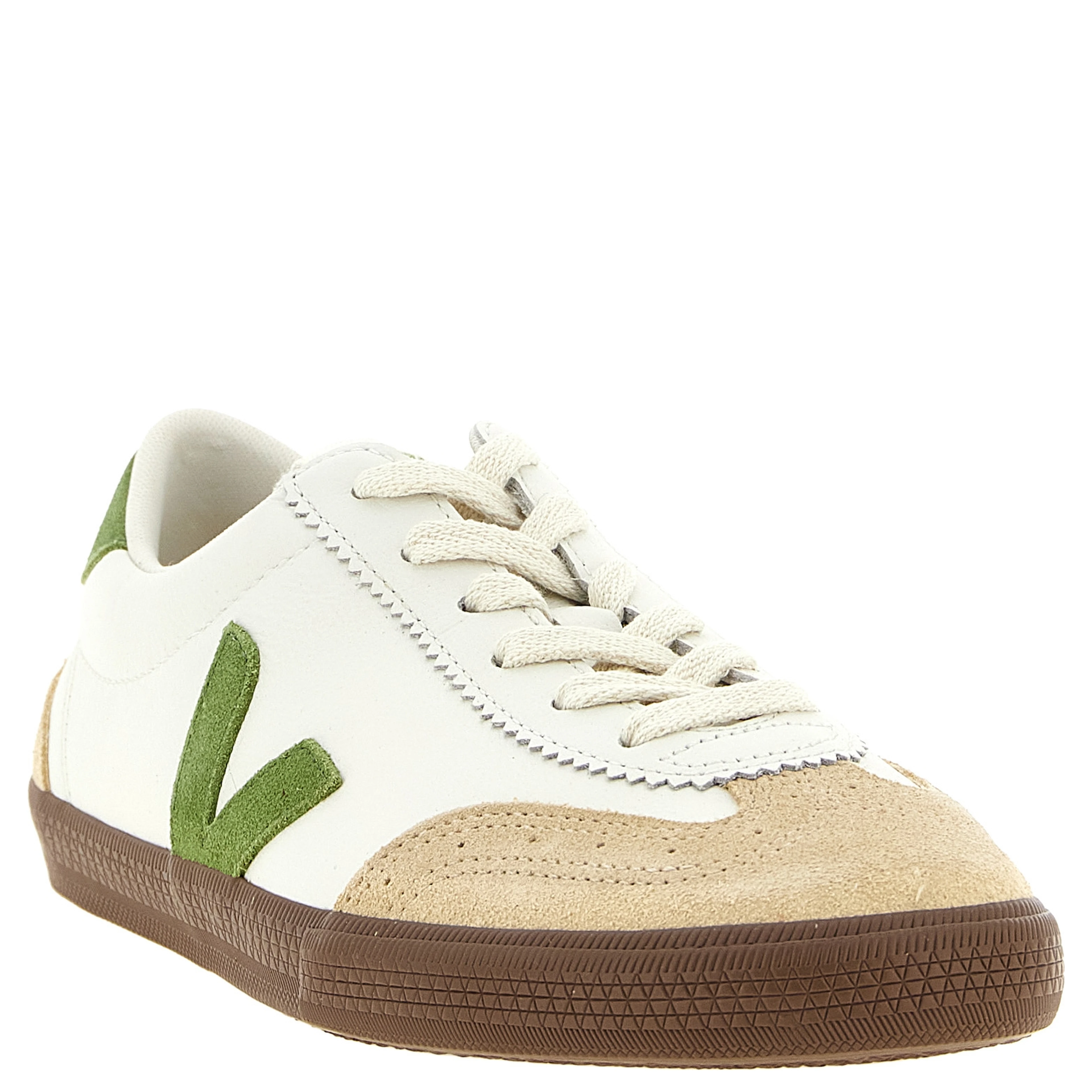 Beige Genuine Leather Athletic Sneakers