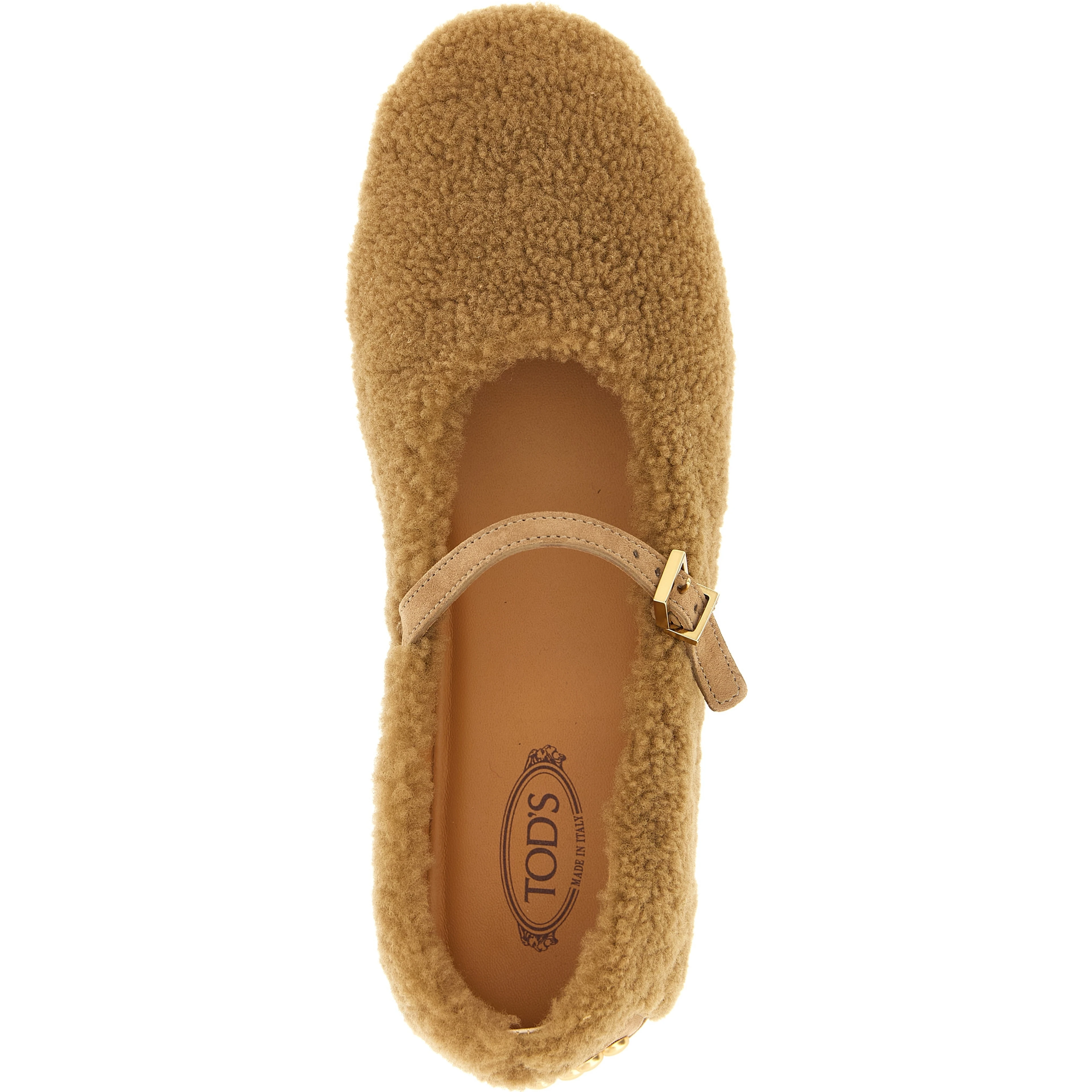 Beige Lamb Leather Ballet Flats