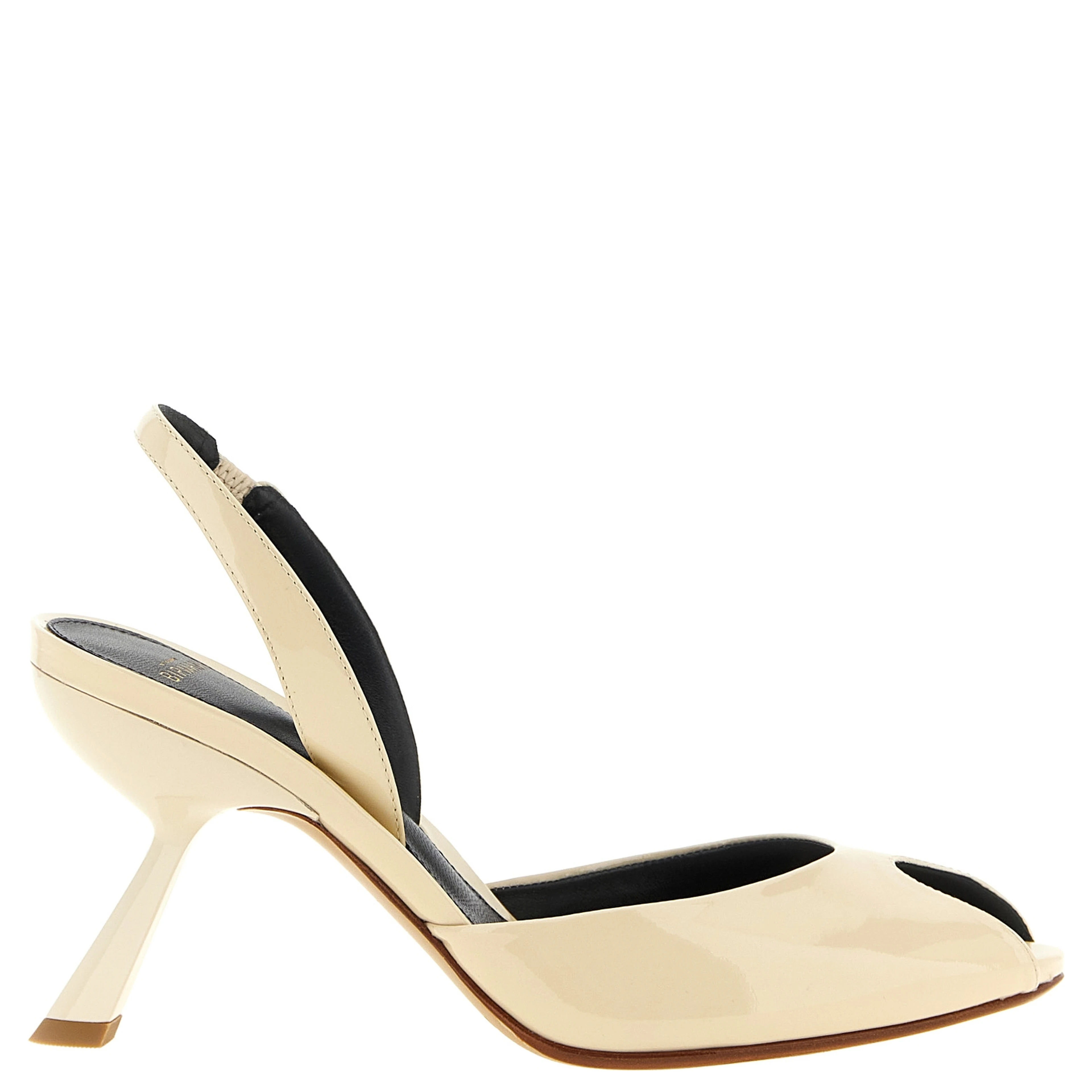 White Calfskin Mid Heel Pumps