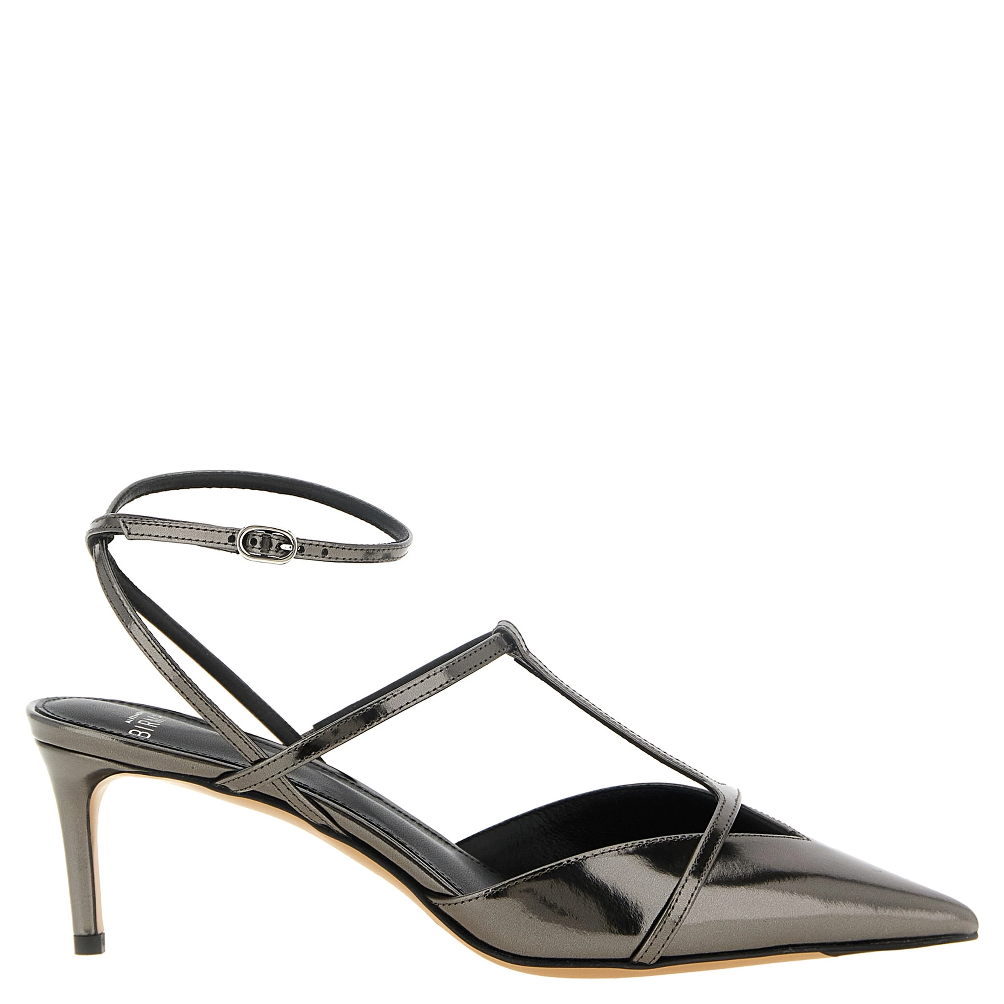 Silver Calfskin Stiletto Heel Sandals