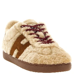 Beige Goatskin Low Top Sneakers