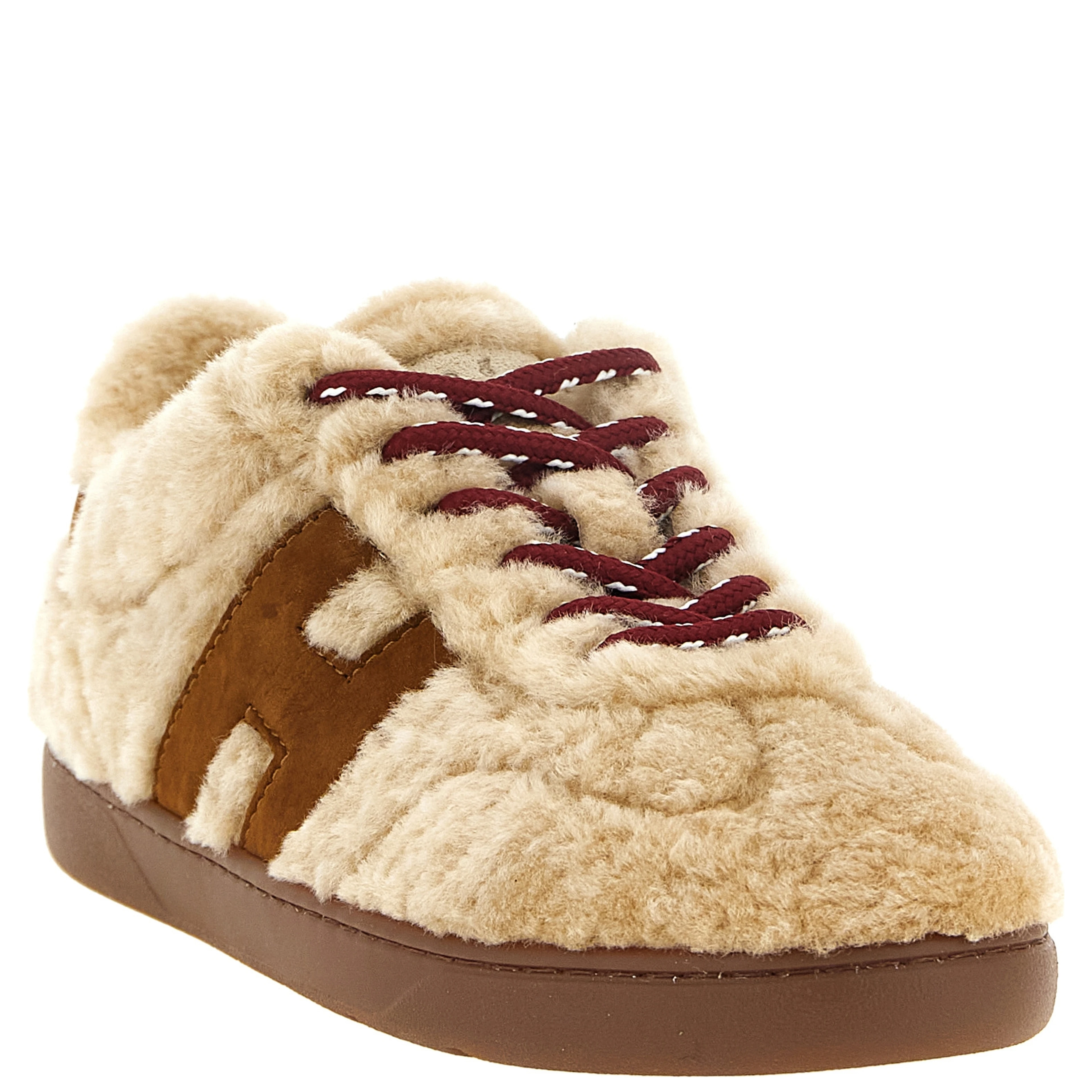 Beige Goatskin Low Top Sneakers