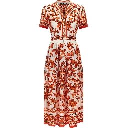 Orange Silk Midi Dress
