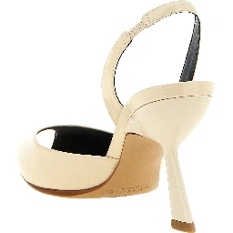 White Calfskin Mid Heel Pumps