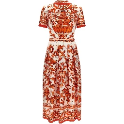 Orange Silk Midi Dress