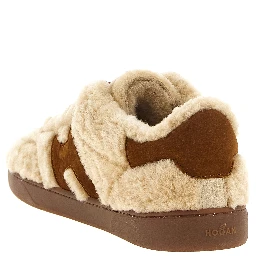 Beige Goatskin Low Top Sneakers