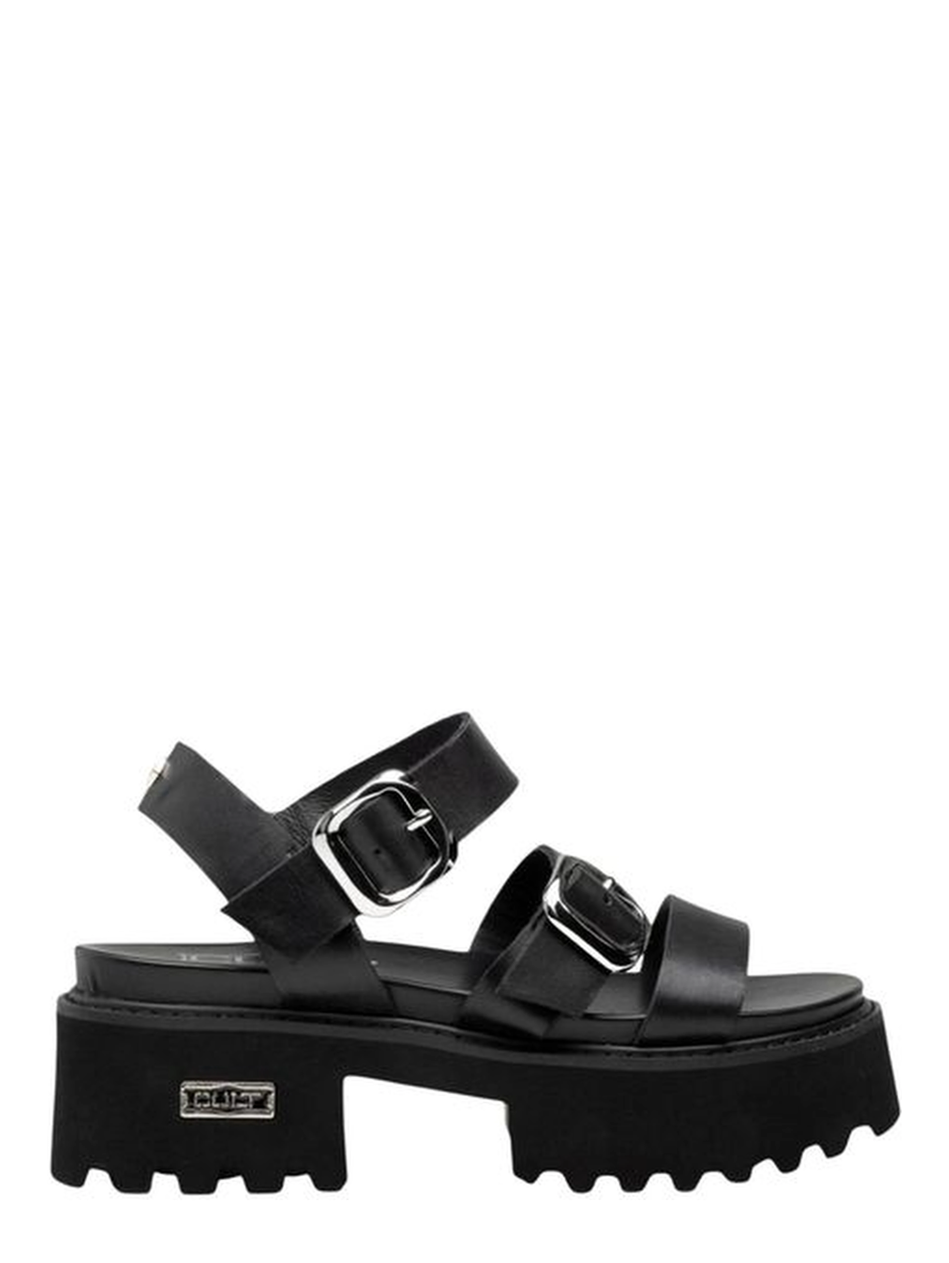 Black Leather Platform Sandals