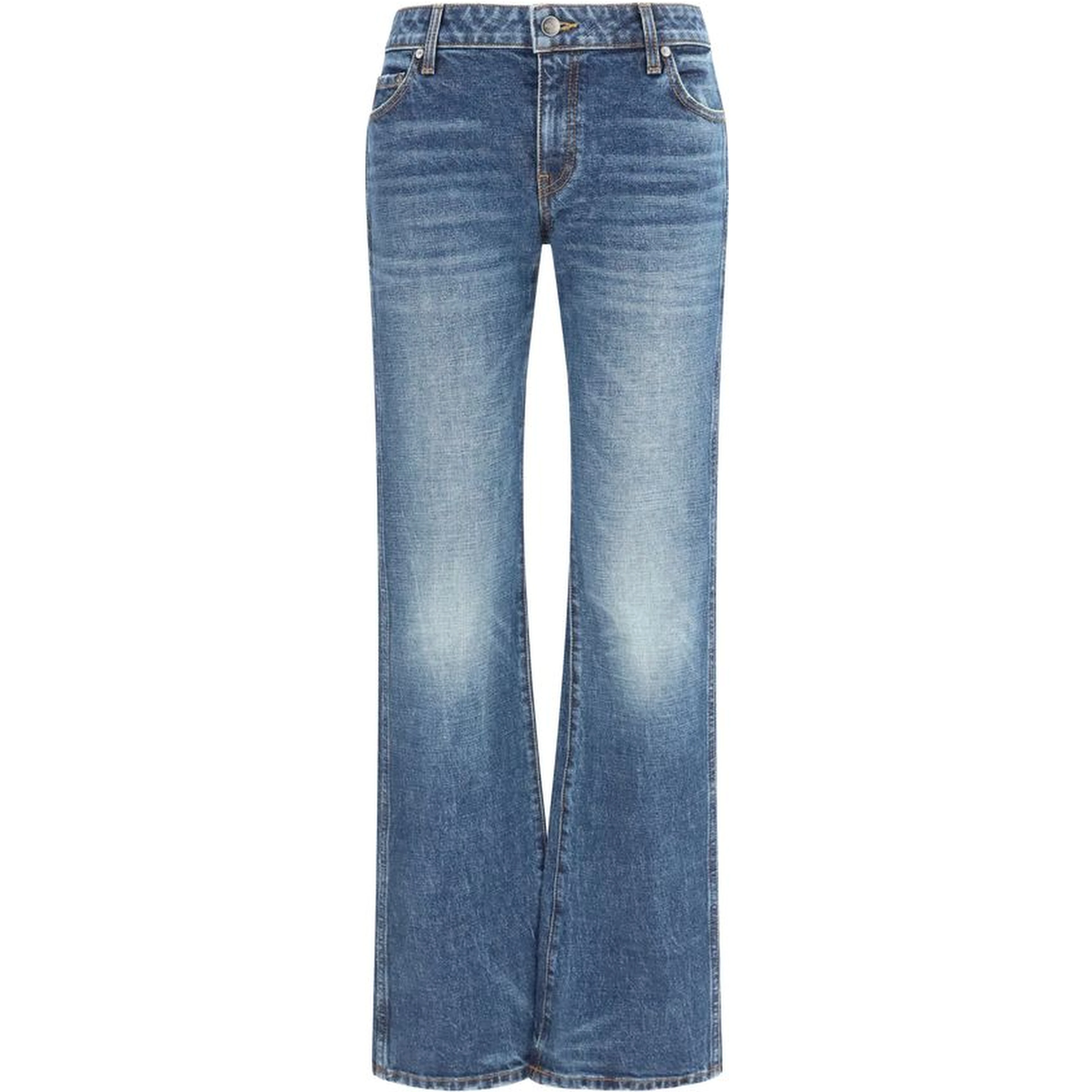Blue Cotton Bootcut Jeans