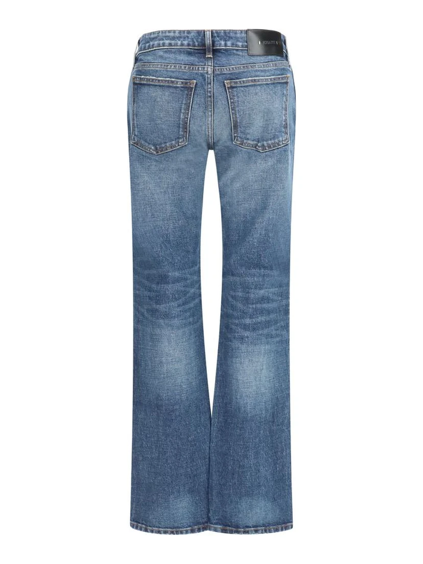 Blue Cotton Bootcut Jeans