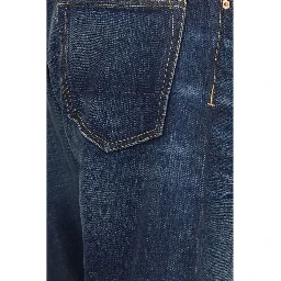 Blue Cotton Straight-Leg Jeans