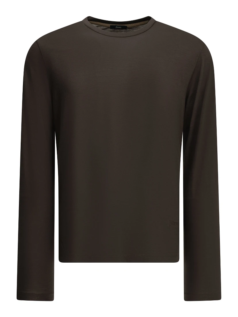 Round-neck wool T-shirt