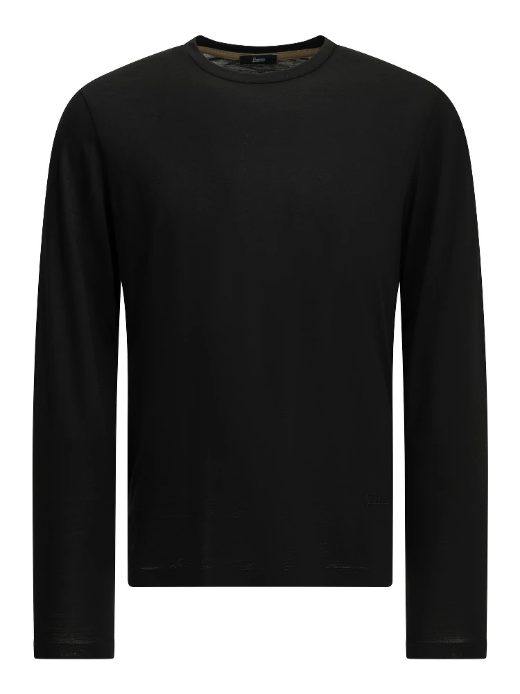 Round-neck wool T-shirt