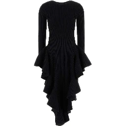 RUFFLE DRESS ENGINEERED RIBS