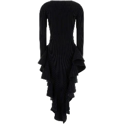 RUFFLE DRESS ENGINEERED RIBS