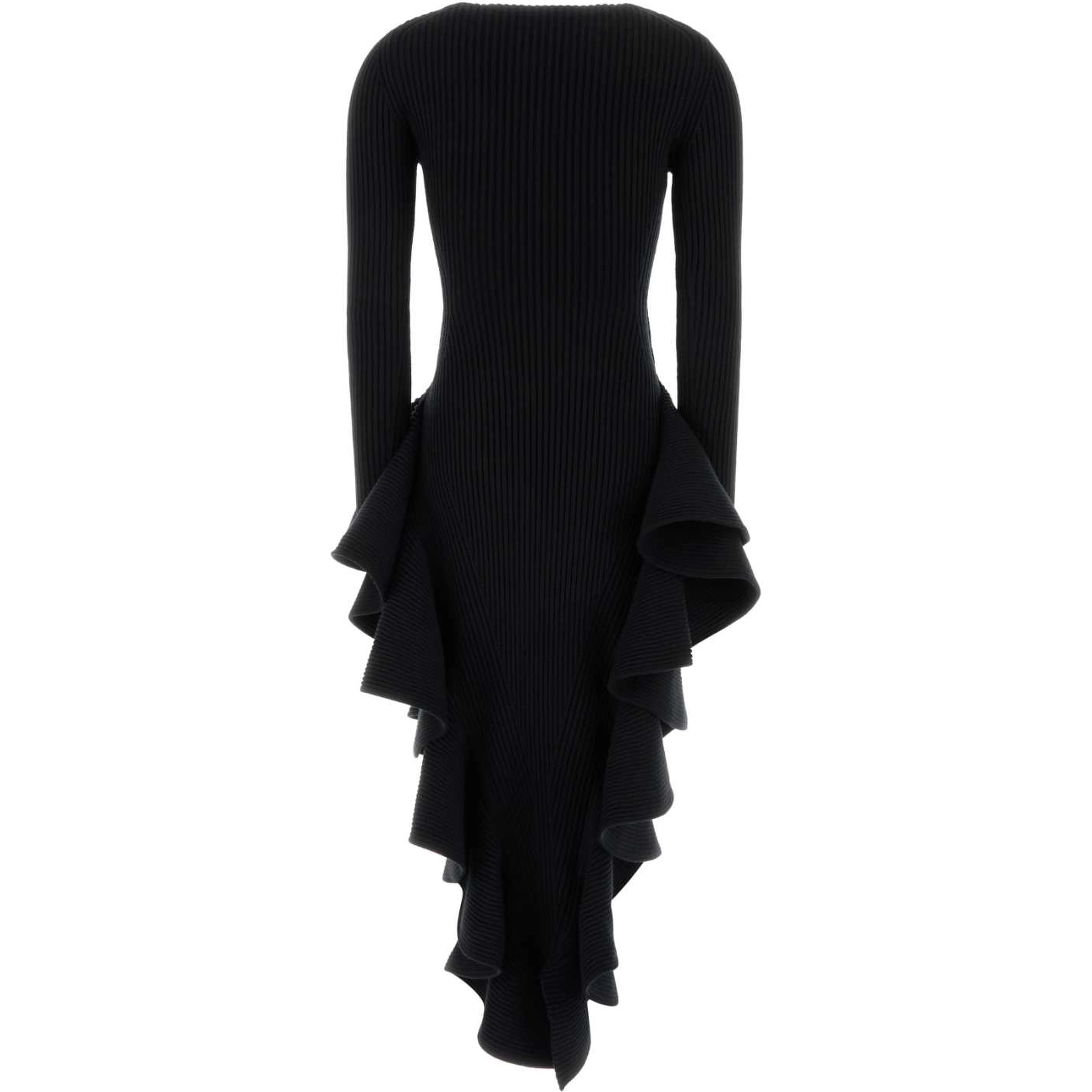 RUFFLE DRESS ENGINEERED RIBS
