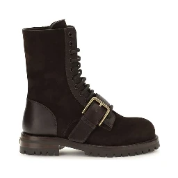Black Calf Leather Bos Taurus Lace-Up Boots