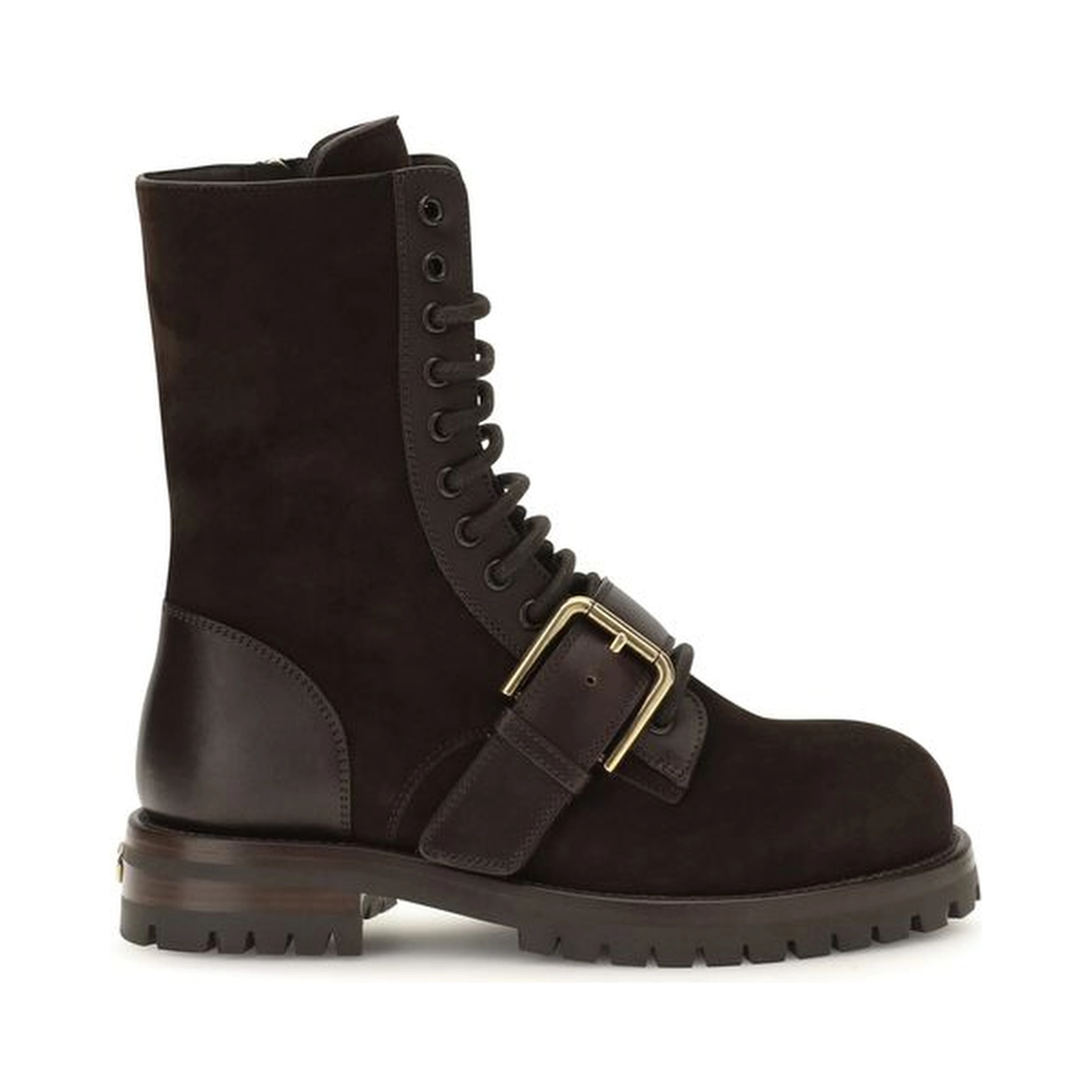 Black Calf Leather Bos Taurus Lace-Up Boots