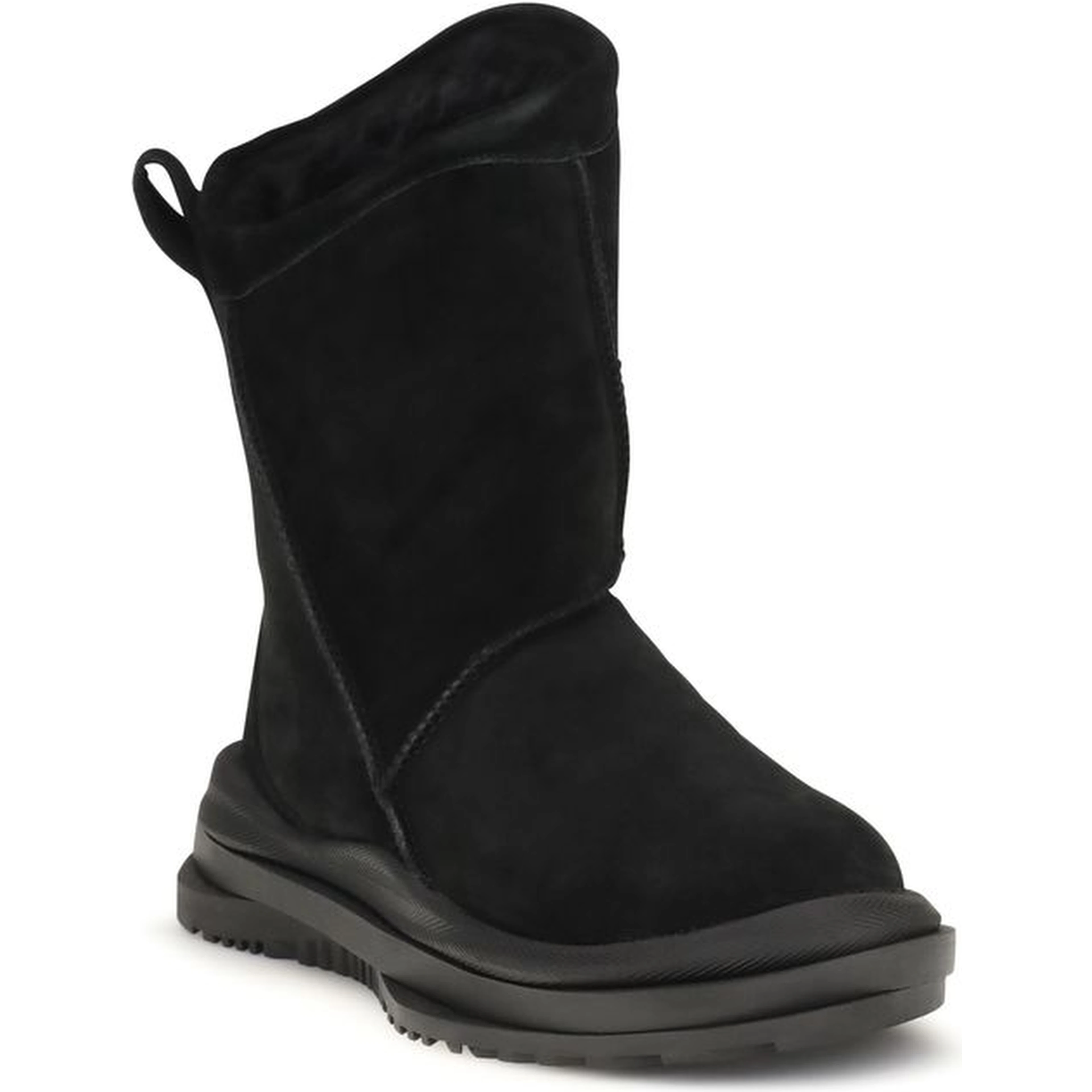 Black Suede Leather Flat Boots