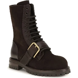 Black Calf Leather Bos Taurus Lace-Up Boots