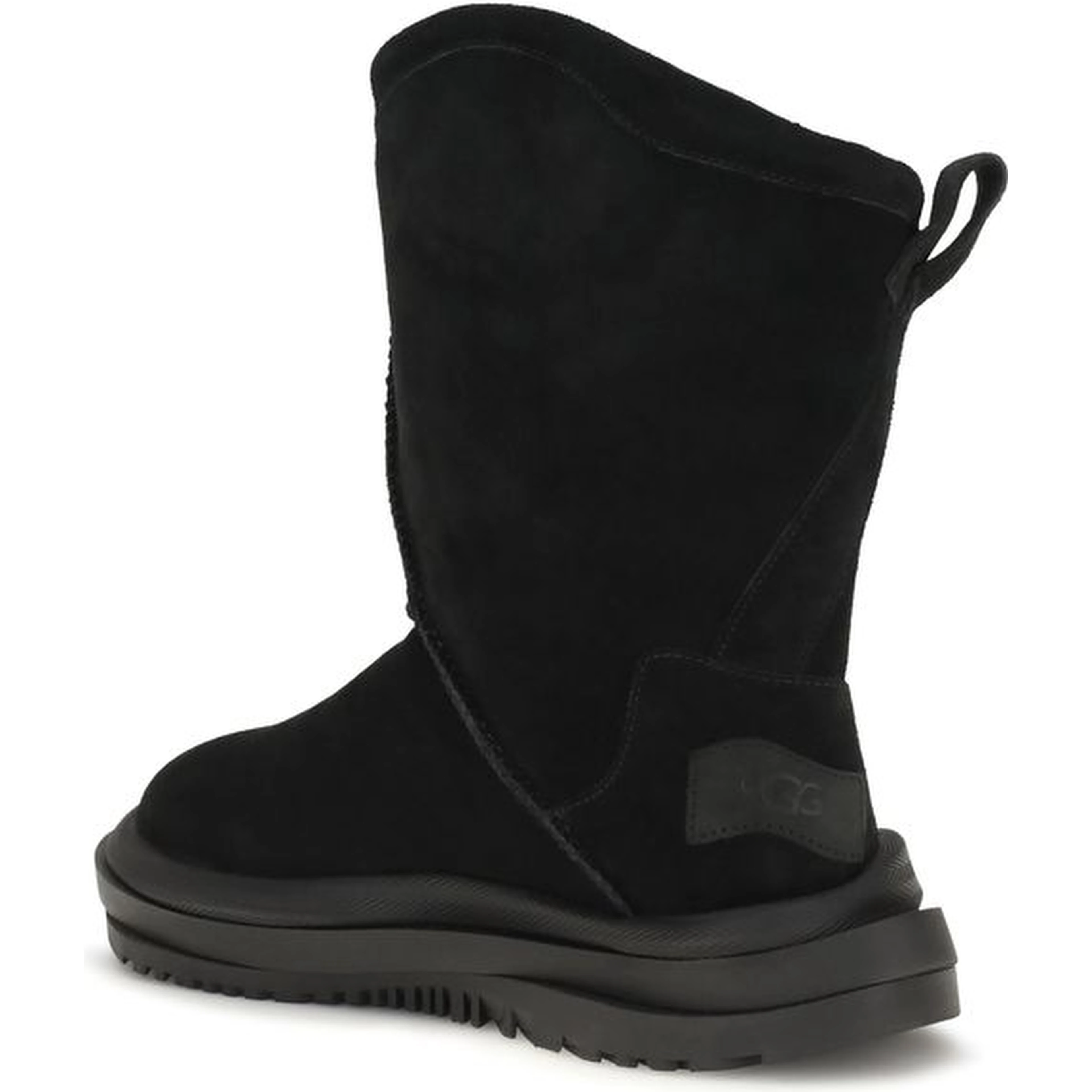 Black Suede Leather Flat Boots
