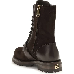 Black Calf Leather Bos Taurus Lace-Up Boots