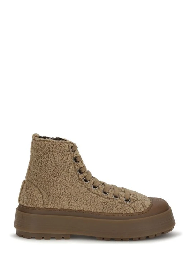 Brown Polyester Athletic Sneakers