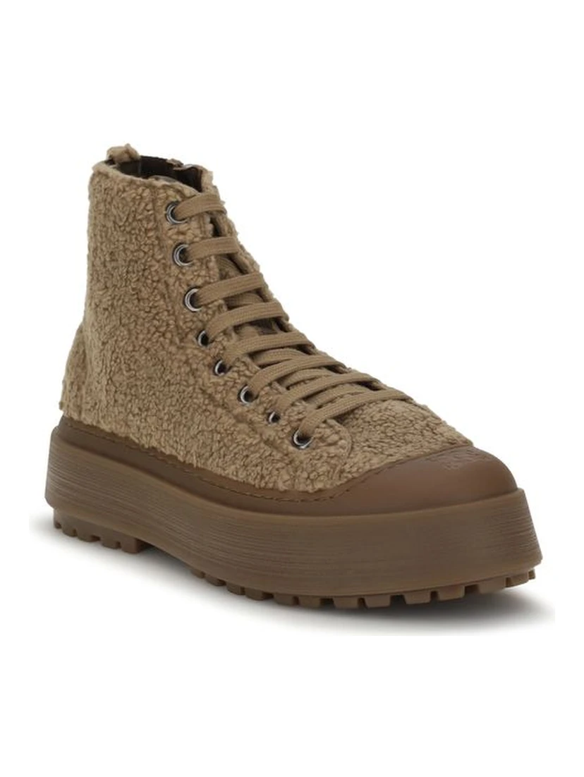 Brown Polyester Athletic Sneakers