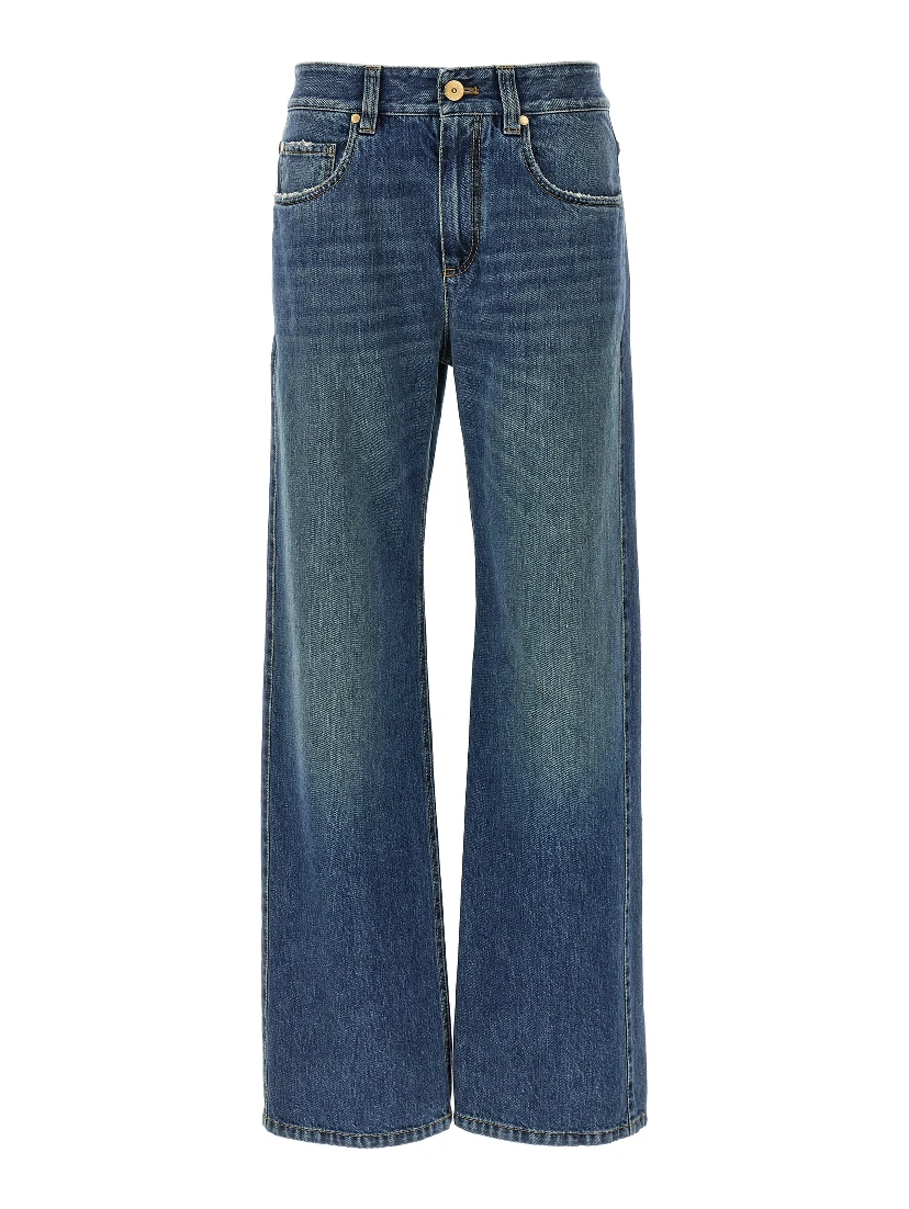 Blue Cotton Relaxed Fit Jeans